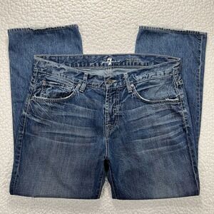 7 For All Mankind Carsen Jeans Men's 34 (Actual 36x28) Blue Straight USA Grunge
